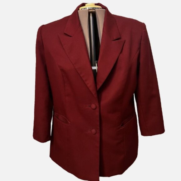 Beu Marc. Size 16. Lined. Poly Burgundy Maroon Blazer Jacket. Poly. DB2 - Picture 3 of 7